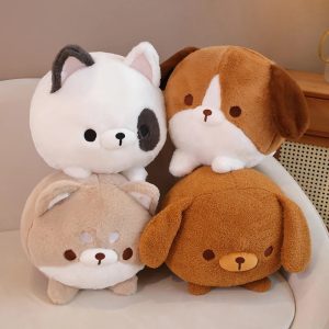 Kawaii Round Cat and Dog Plush Toys
