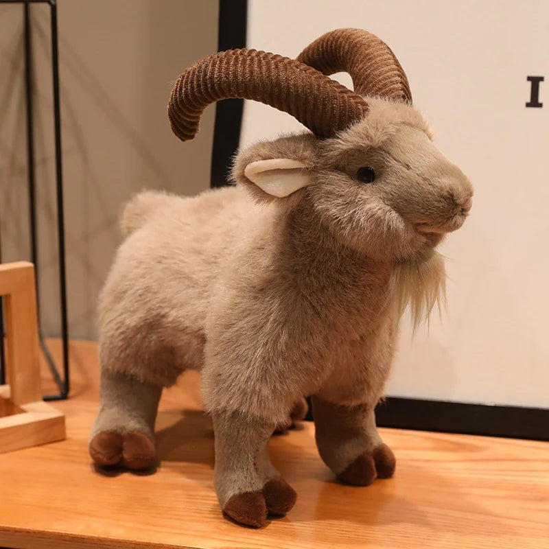 Realistic Goat Plush Toy with Ribbed Horns - Image 7