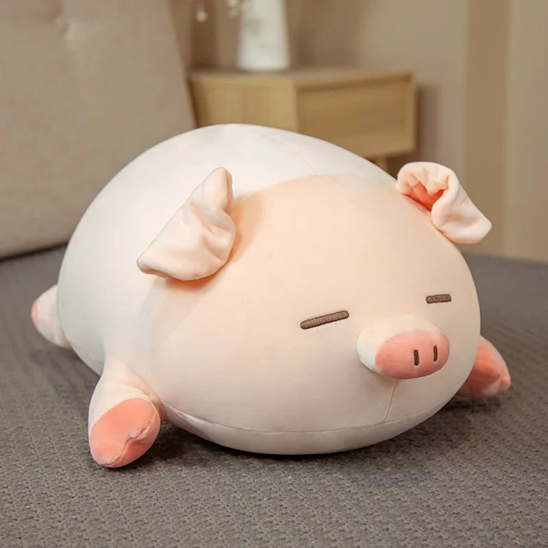 Chubby Sleeping Light Pink Pig Plush Toy - Image 7