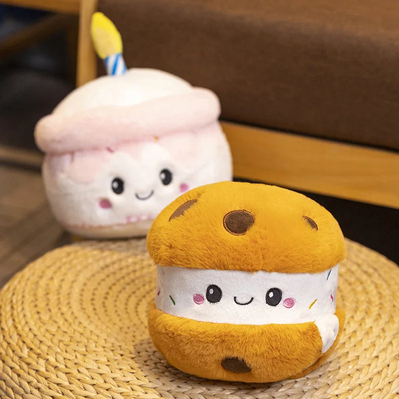Cute Pink and White Cupcake Plush Toy with Candle - Image 5