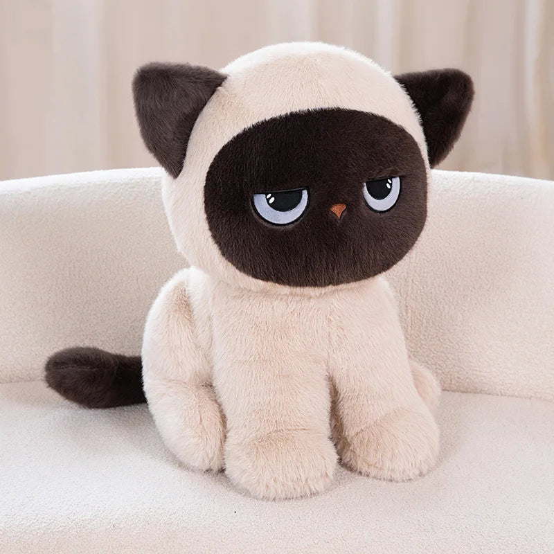 Grumpy Siamese Cat Plush Toy in Cream and Brown - Image 4
