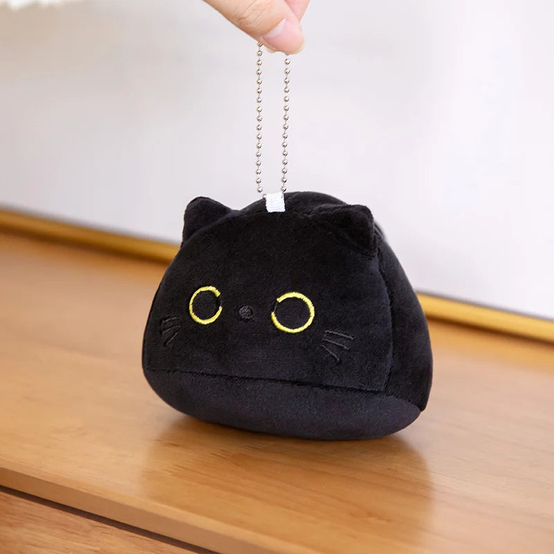 Cute Round Black Cat Plushie with Pink Ears - Image 4