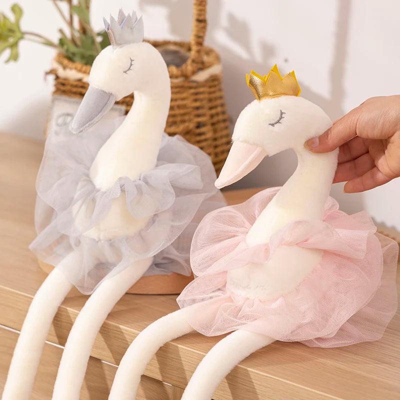 Sleeping Swan Plush Toy with Crown and Tulle Skirt - Image 3