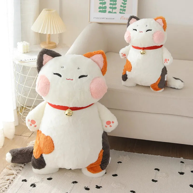 Kawaii Chubby Calico Cat Plushie with Bell - Image 2