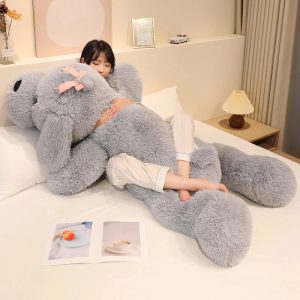 Oversized Fluffy Gray Elephant Body Pillow