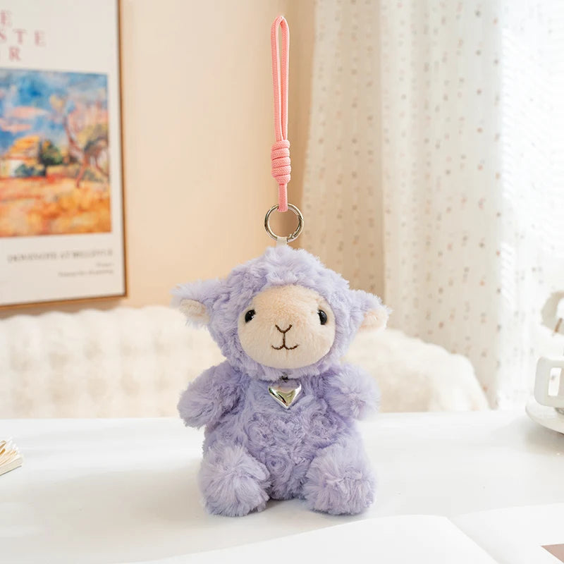 Lavender Curly Plush Lamb with Heart Charm - Image 15