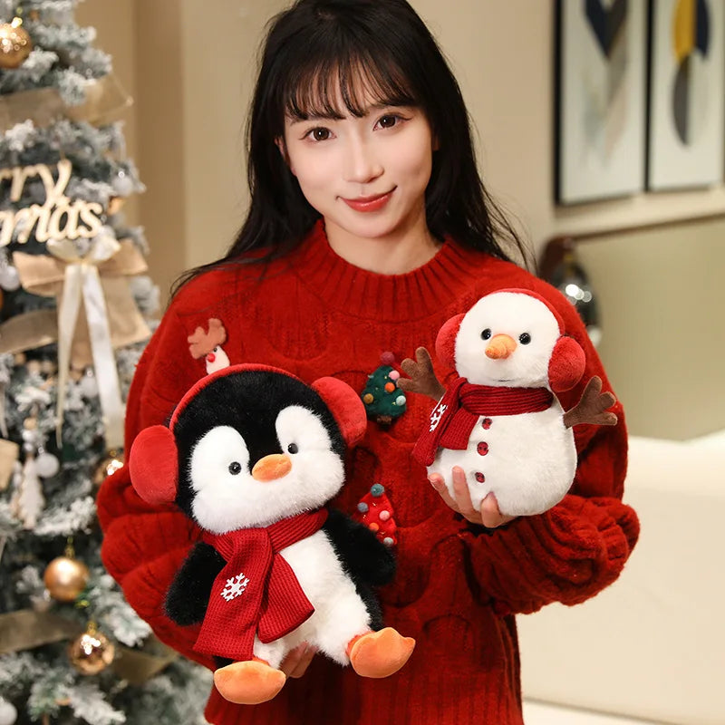 Soft Plush Penguin Snowman with Red Earmuffs - Image 2