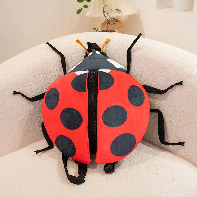 Cute Red Ladybug Plush Backpack - Image 3