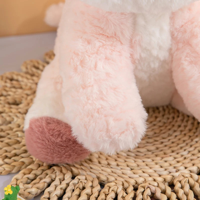 Fluffy Pink and White Fawn Plush - Image 3