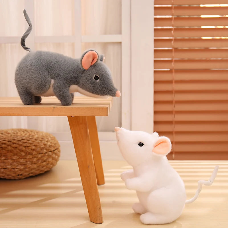 Soft Grey and White Plush Mouse Set - Image 2