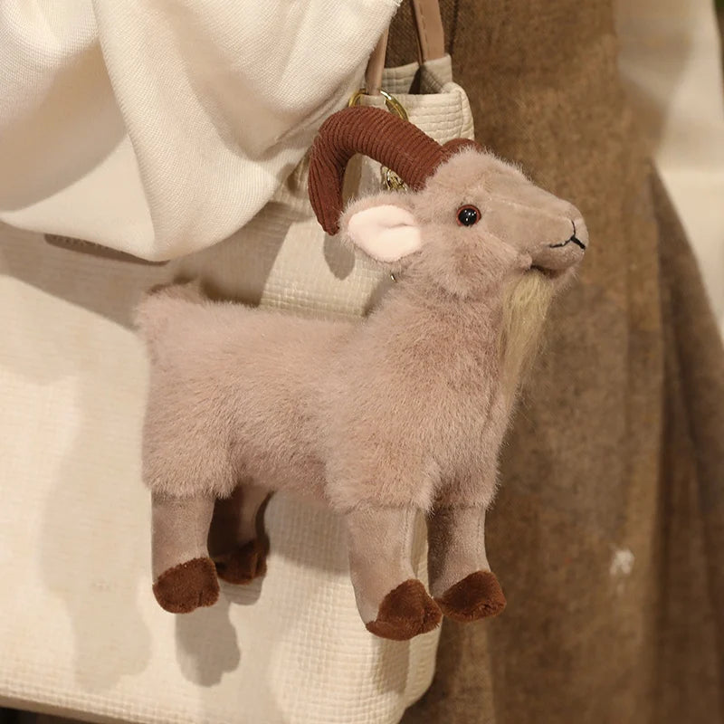 Realistic Goat Plush Toy with Ribbed Horns - Image 6