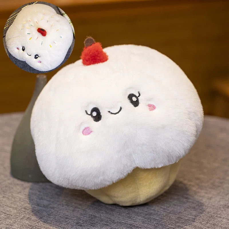 Cute Pink and White Cupcake Plush Toy with Candle - Image 10