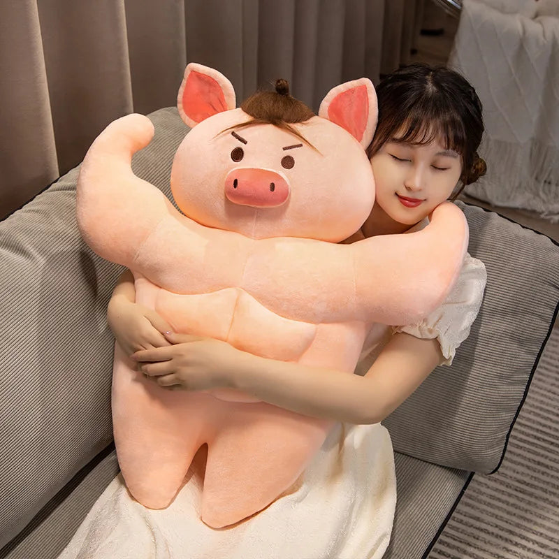 Muscle Pig Plush Toy with Denim Vest - Image 6