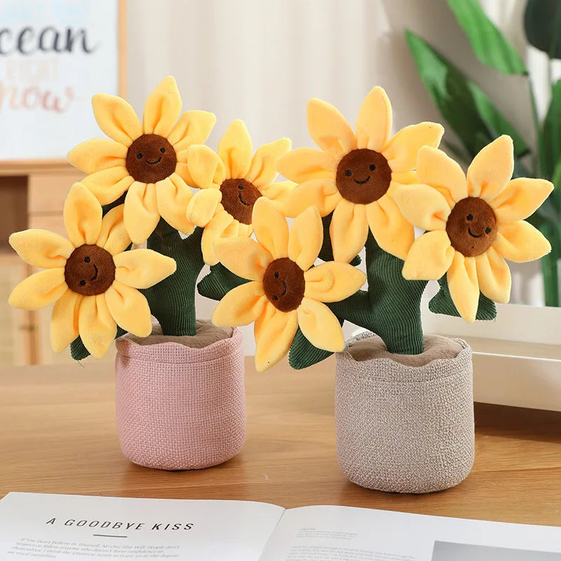 Smiling Potted Plush Sunflower Decoration - Image 3