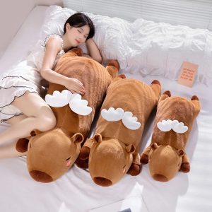 Brown Deer Plush Body Pillow with Angel Wings
