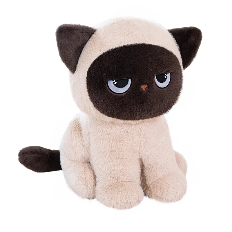 Grumpy Siamese Cat Plush Toy in Cream and Brown - Image 7