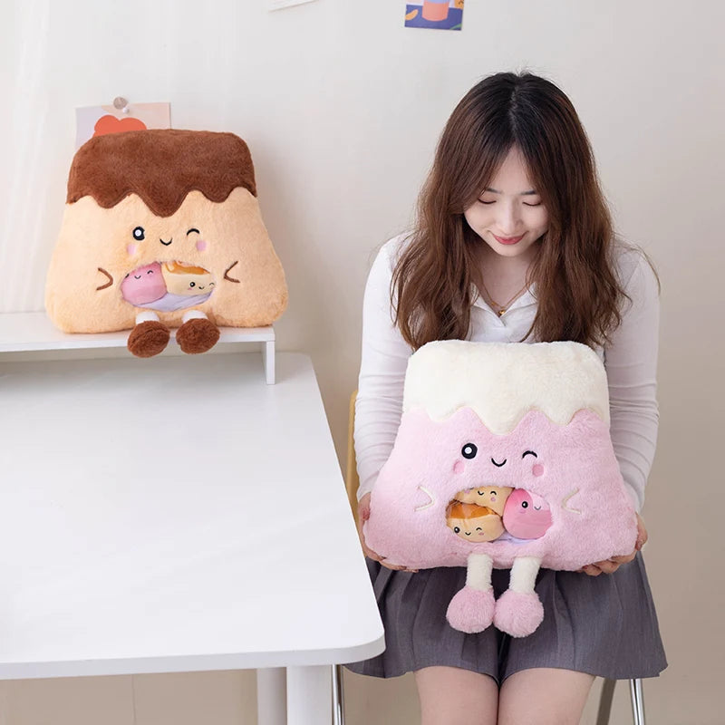 Sweet Custard Plush Pillow with Hand Warmer Pocket - Image 3