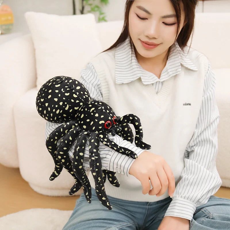 Blue Striped Plush Spider with Red Eyes - Image 6
