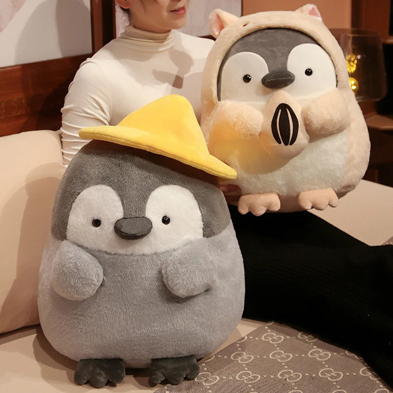Adorable Grey Penguin Plush with Yellow Hat - Image 5