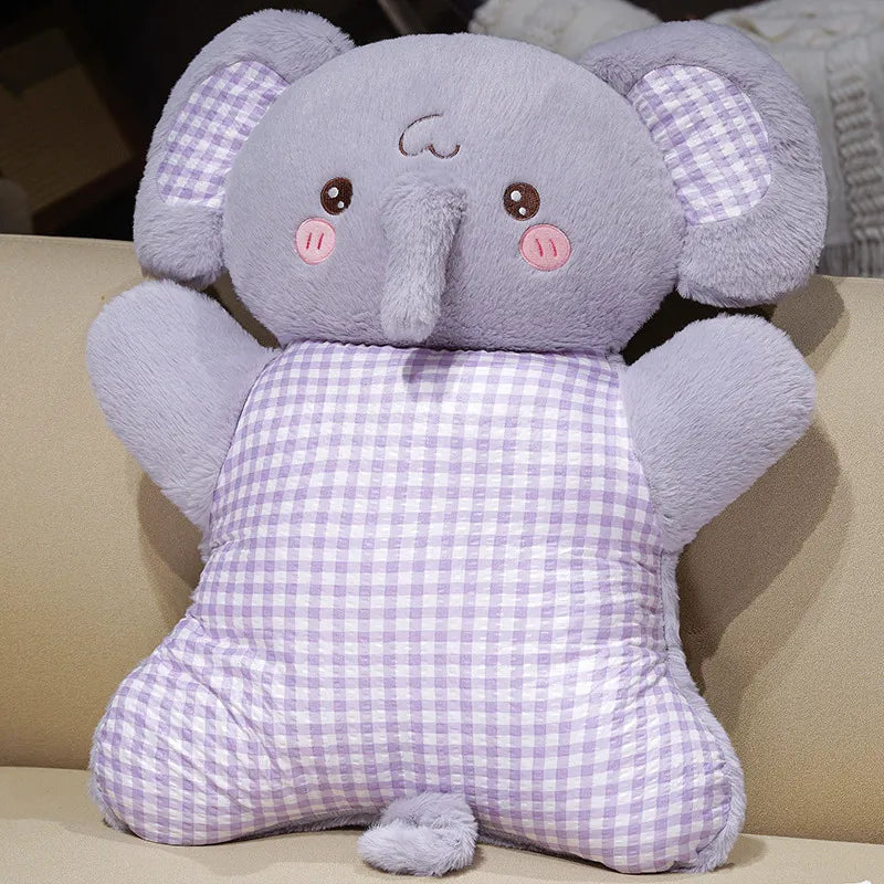 Adorable Elephant Plush Pillow with Gingham Body - Image 6