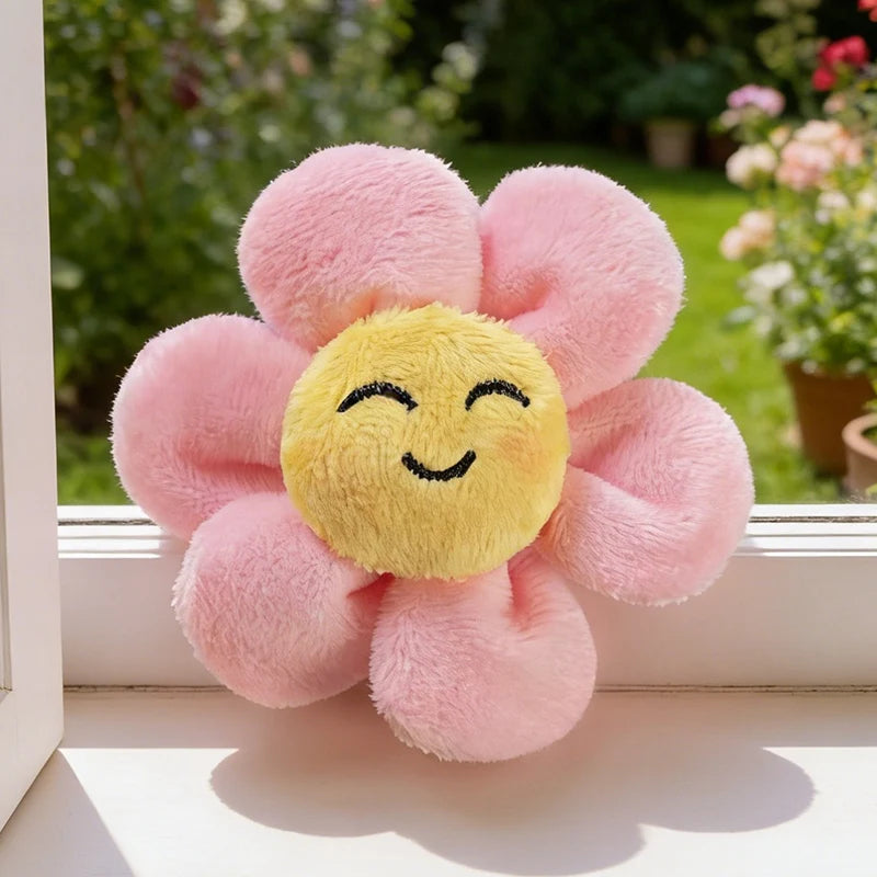 Cute Pastel Smiling Flower Plush Keychain - Image 9