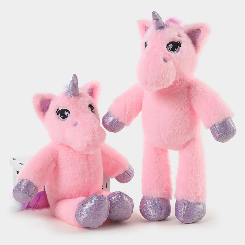 Pink Plush Unicorn with Glitter Hooves - Image 2