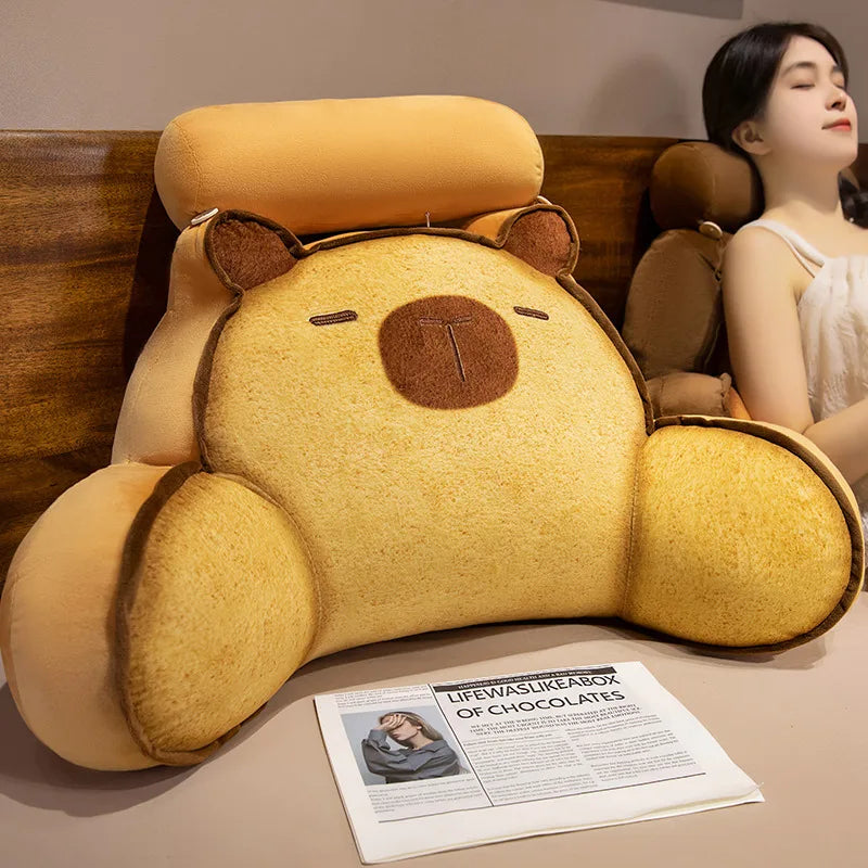 Cute Bear Plush Backrest Pillow with Headrest