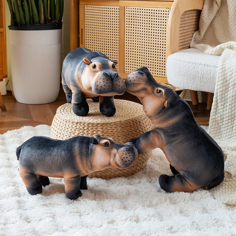 Realistic Grey and Tan Hippopotamus Plush Toy - Image 3