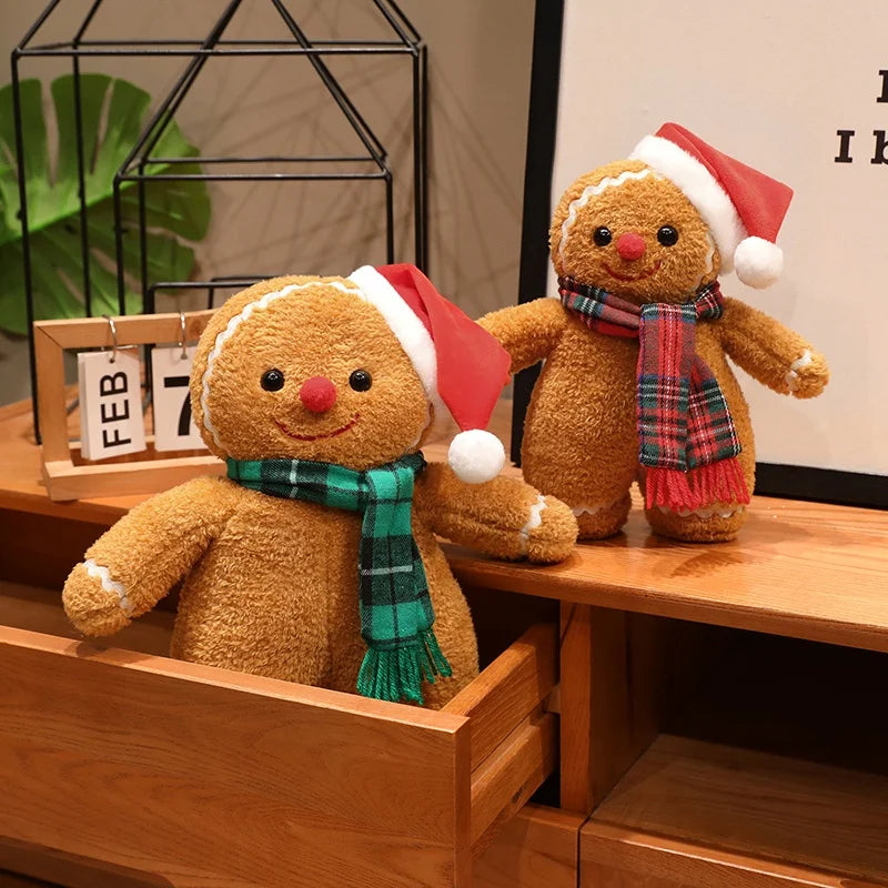 Festive Gingerbread Man Plush with Santa Hat - Image 3