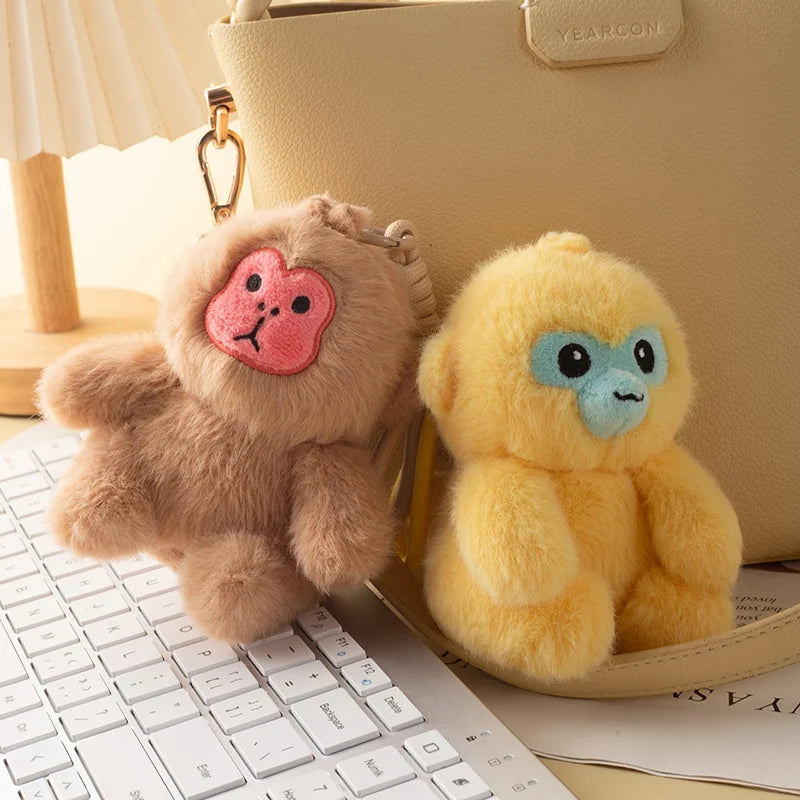 Cute Black Gibbon Plush Keychain - Image 3
