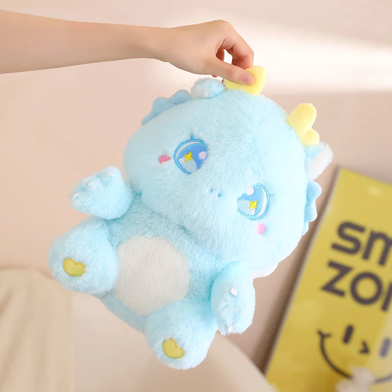 Fuzzy Pink Dragon Plush with Heart Horns & Star Eyes - Image 2