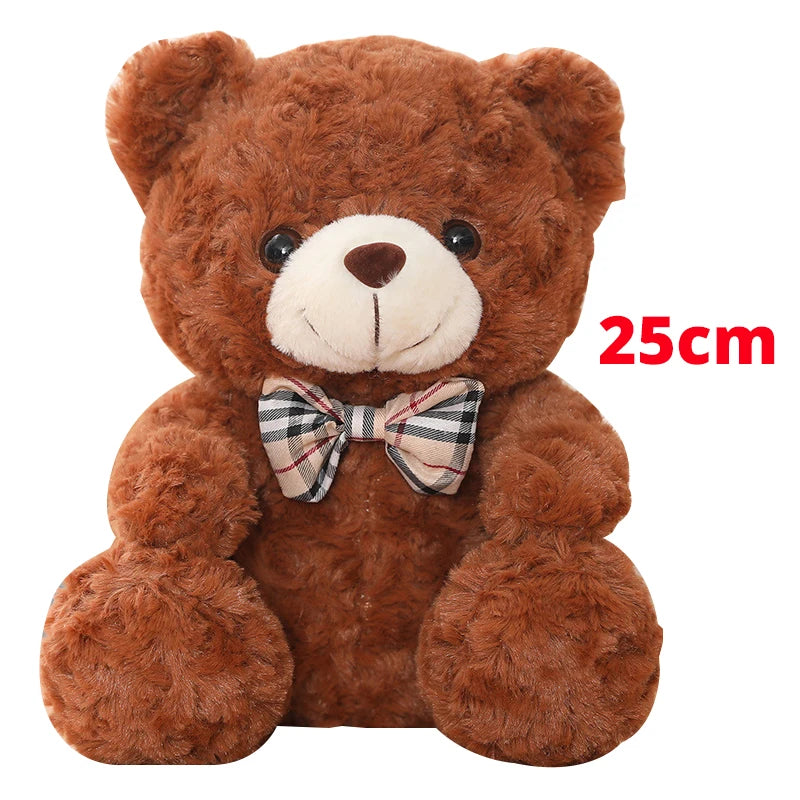Deep Pink Plush Teddy Bear with Plaid Bow Tie - Image 11