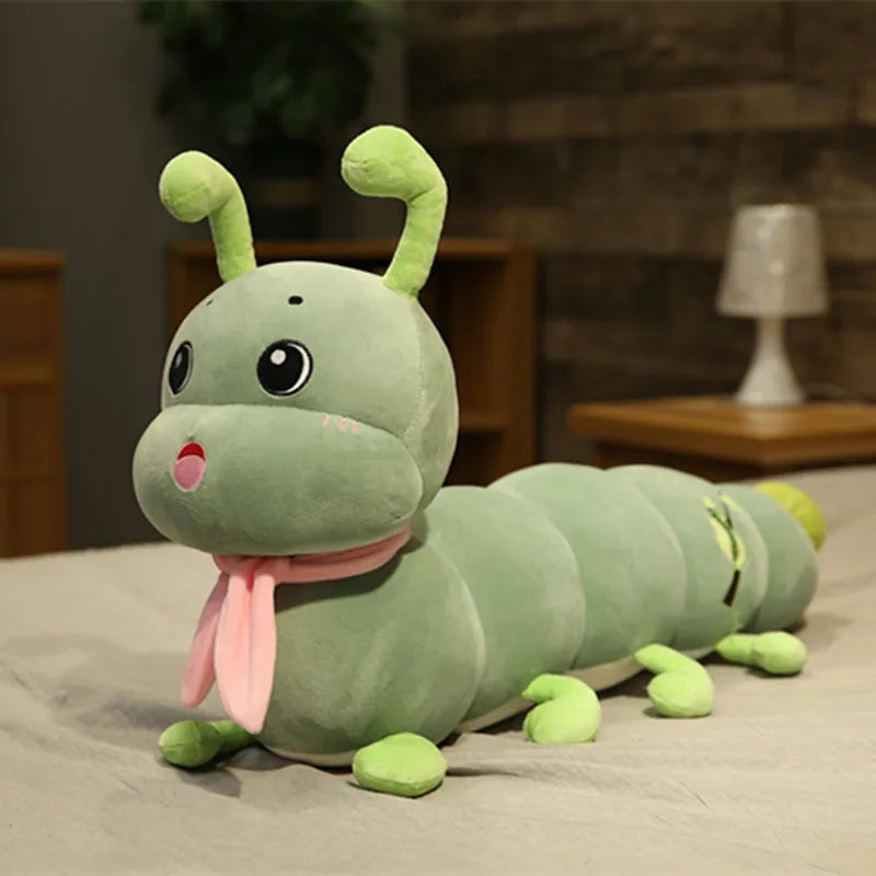 Oversized Lime Green Caterpillar Plush with Scarf - Image 7