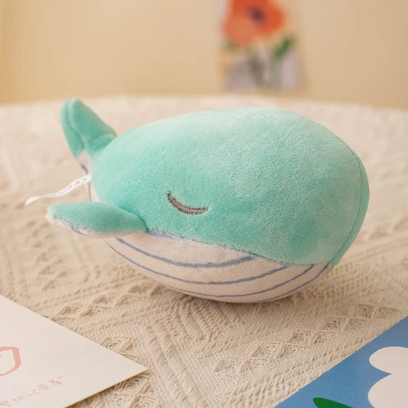 Cute Sleeping Whale Plush Keychain with Gold Clasp - Image 11