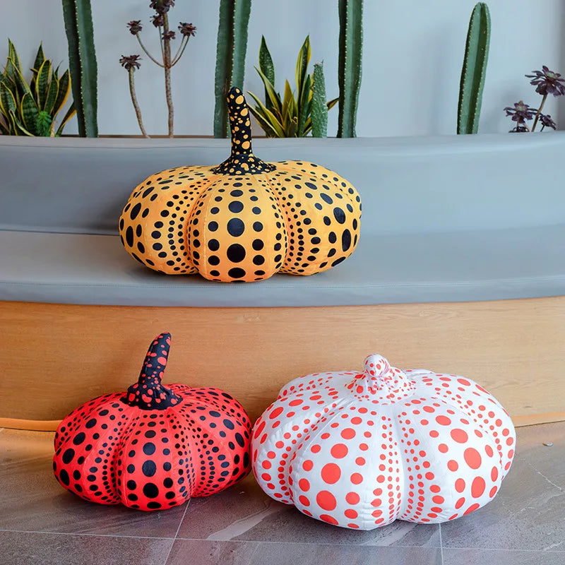Vibrant Polka Dot Pumpkin Plush Cushion - Image 6