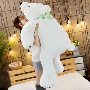 Giant White Polar Bear Plush Toy with Green Bandana