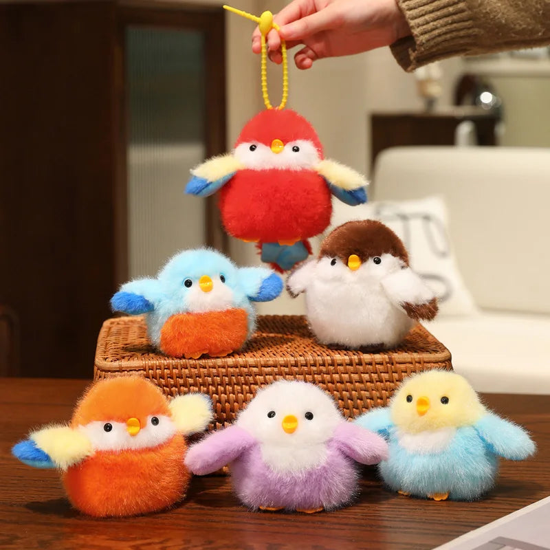 Vibrant Fluffy Bird Plush Keychain - Image 2