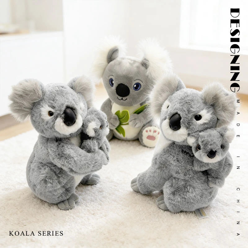 Cute Gray Koala Plush with Leaf - Image 4