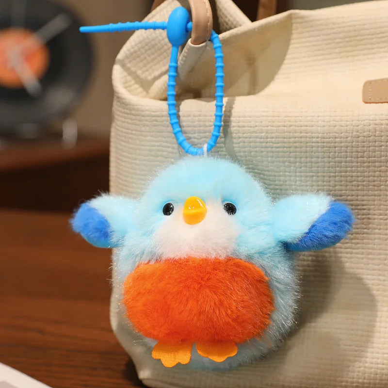 Vibrant Fluffy Bird Plush Keychain - Image 11