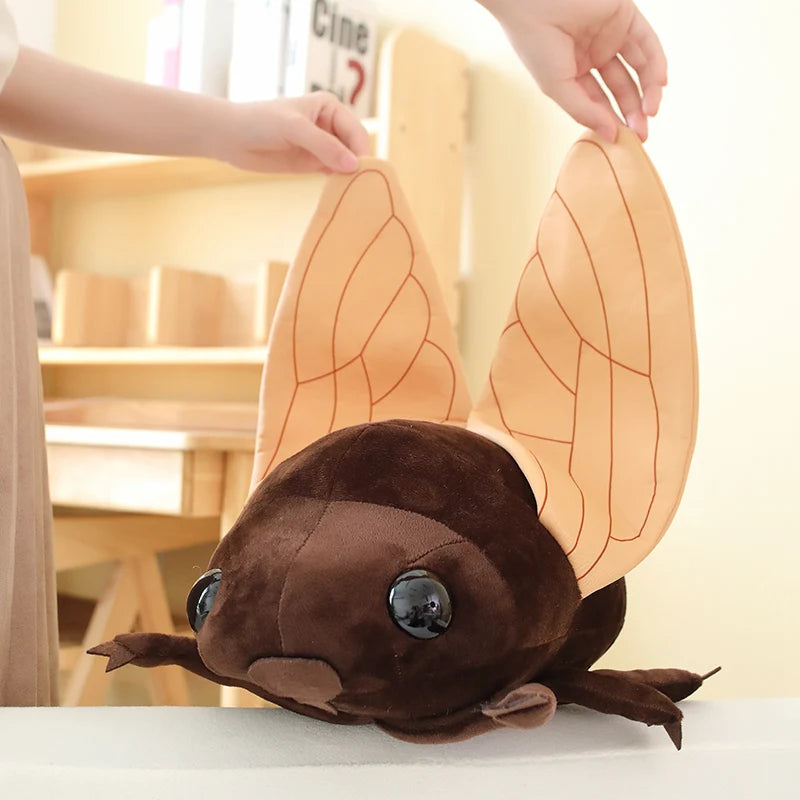 Cute Brown Cicada Plush Toy with Large Wings