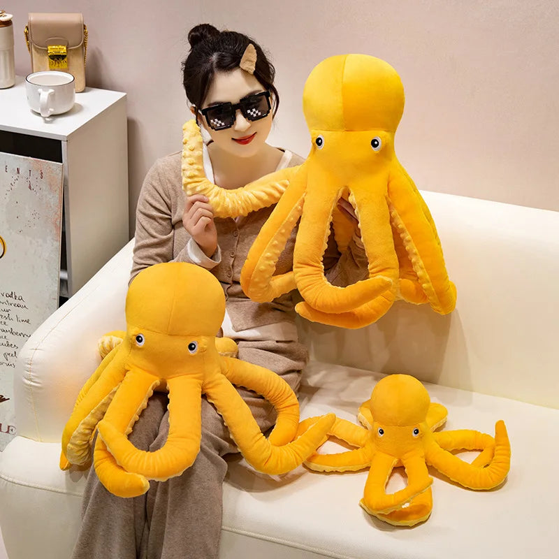 Cuddly Yellow Octopus Plush with Textured Tentacles - Image 5