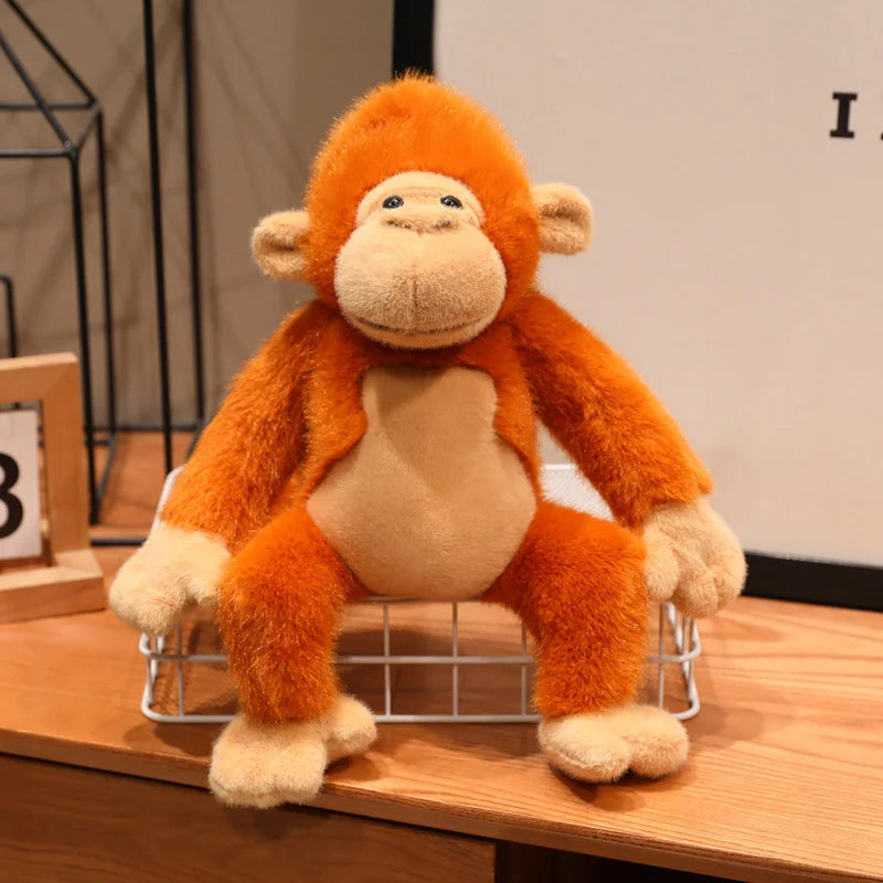 Sweet Fuzzy Brown and Orange Monkey Plush Toy - Image 8