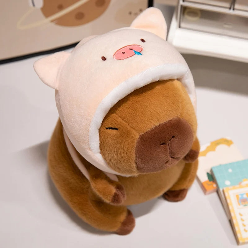 Adorable Capybara Plush in Animal Hats - Image 5
