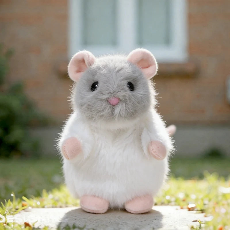 Adorable White Fuzzy Plush Mouse Toy - Image 6