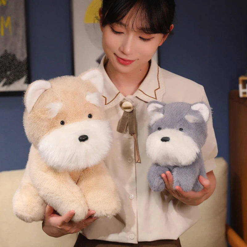 Chubby White Plush Dog with Blue Bandana - Image 4