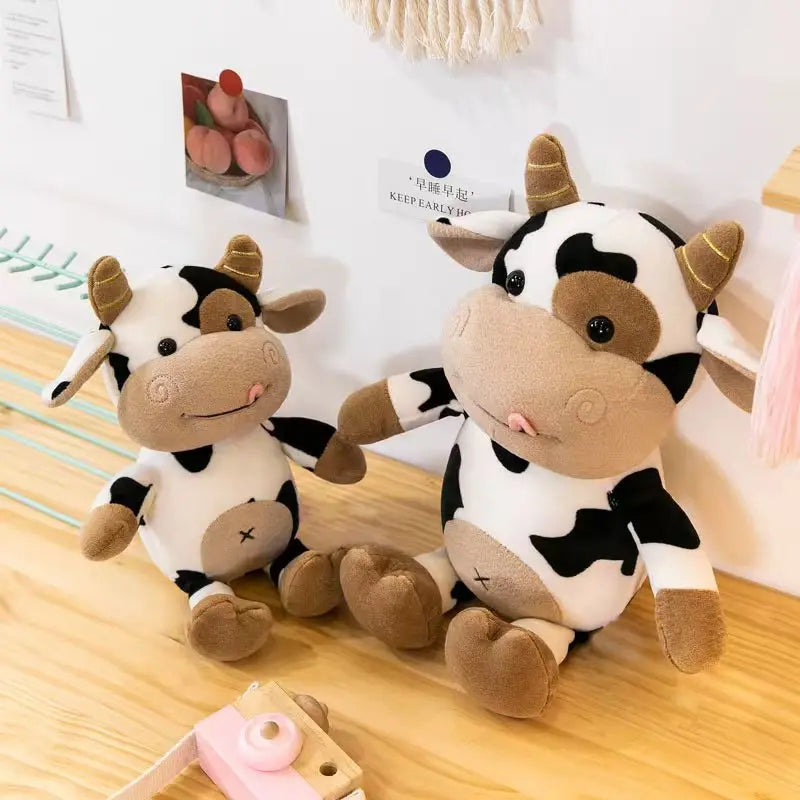 Friendly Spotted Cow Plush with Gold Horns - Image 3