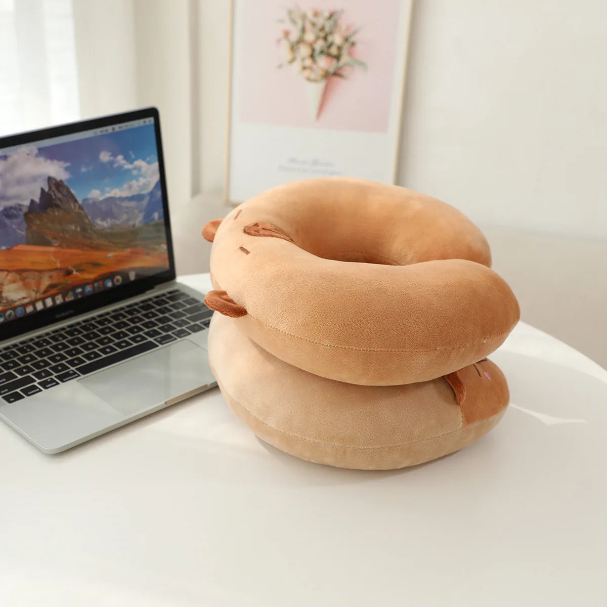 Light Brown Plush Bear Face Neck Pillow - Image 4