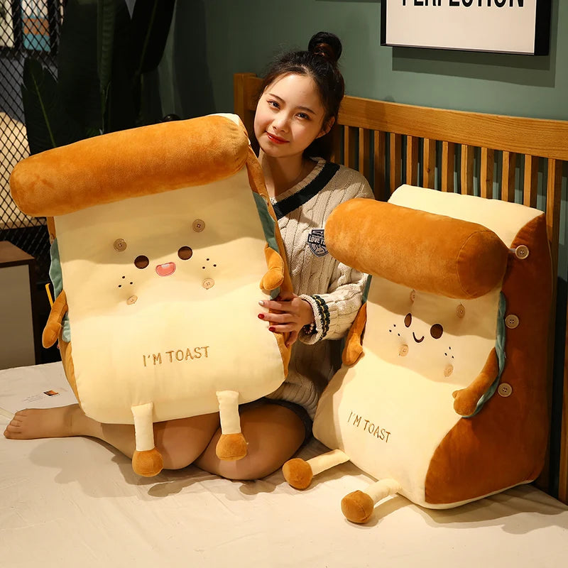 Smiling Toast Plush Backrest Pillow with Headrest - Image 3