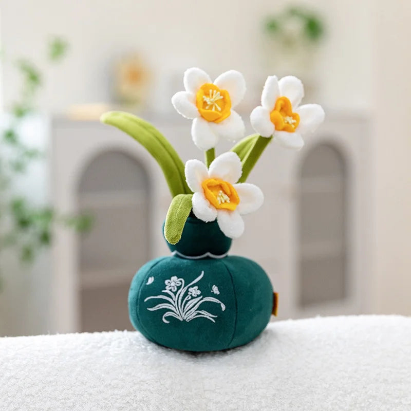 Cute Plush Purple Iris with Embroidered White Pot - Image 8