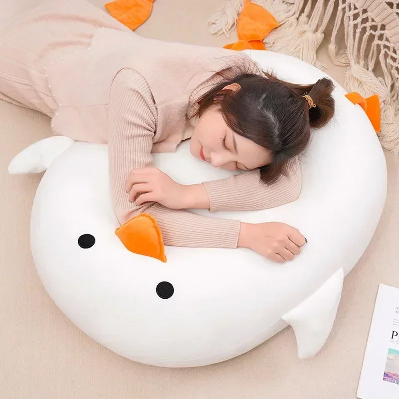 Kawaii White Duck Plush Toy with Orange Feet - Image 2